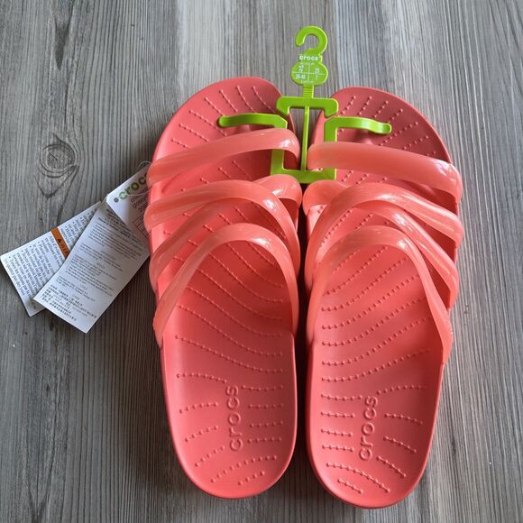 NWT Crocs Women's Splash Strappy Sandals, Neon Watermelon, 9, Women 9 - Picture 4 of 8